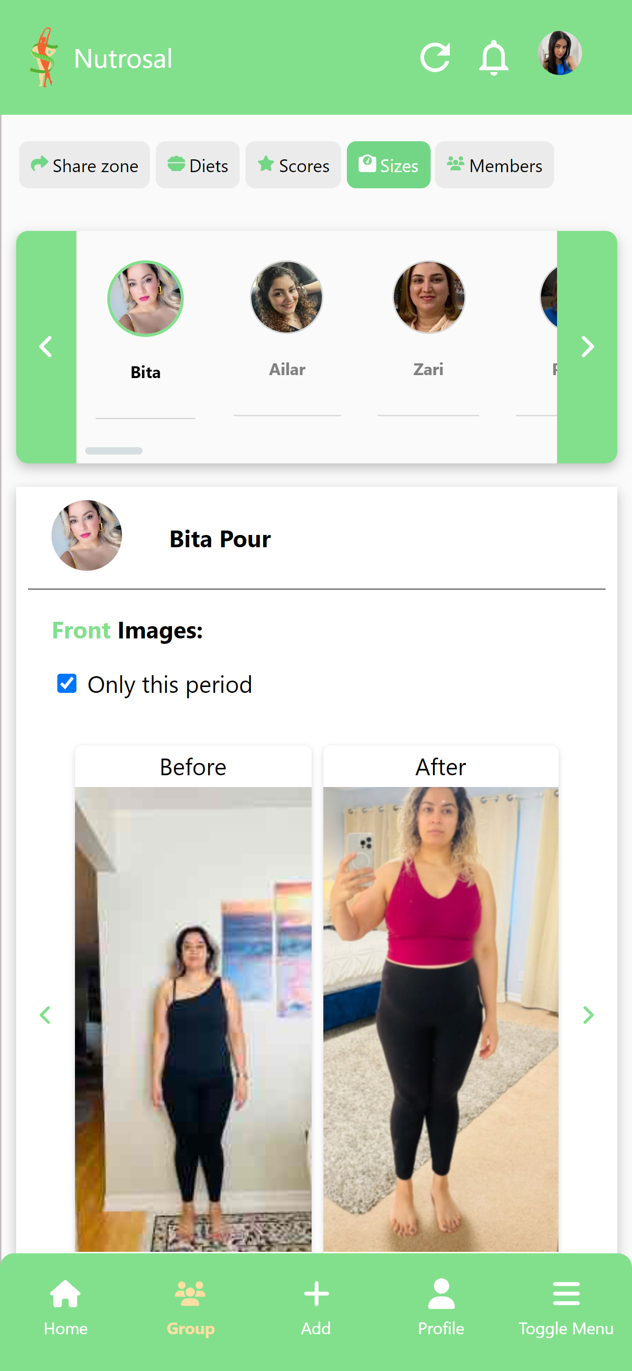 Nutrosal app screen